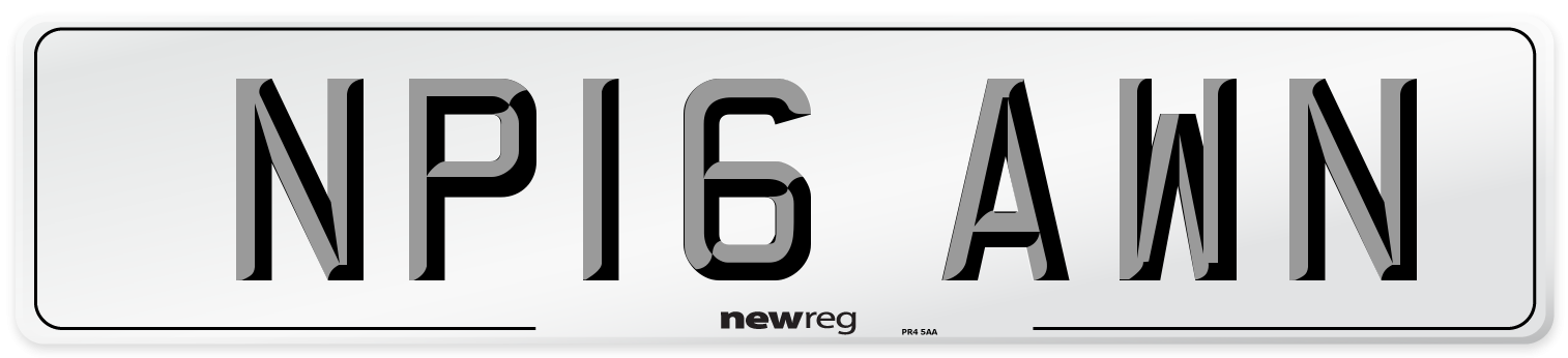 NP16 AWN Number Plate from New Reg